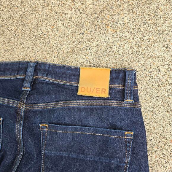 Vtg Y2k DU/ER L2X Slim Fit Leather Patch Dark Wash Denim Jeans Tagged 32 x 30 - Picture 4 of 7